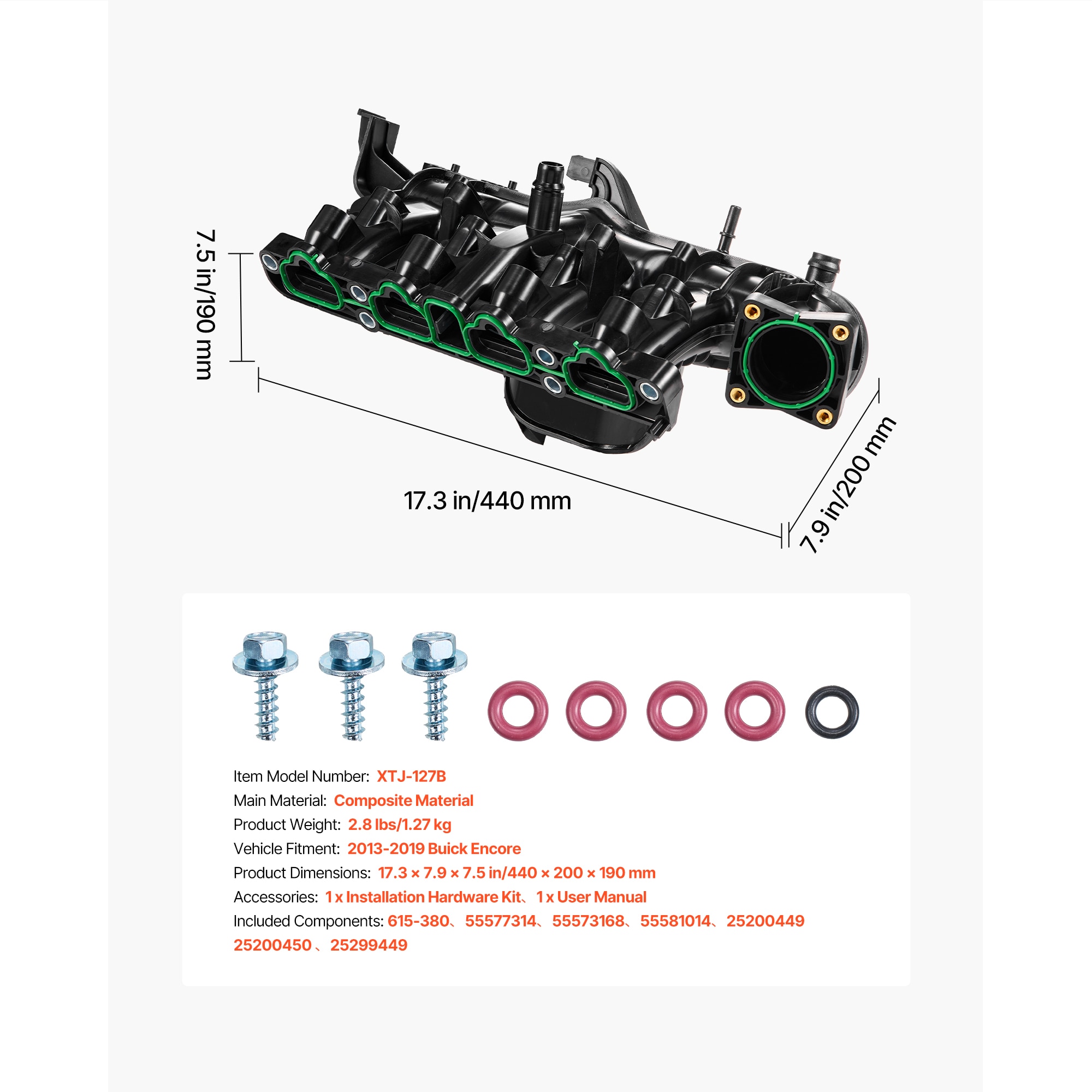 Intake Manifold With Gasket And O-ring Replacement For Buick Encore_voghion.com